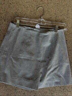 Sparkling Silver Mini Skirt - Women's Shimmer A-Line